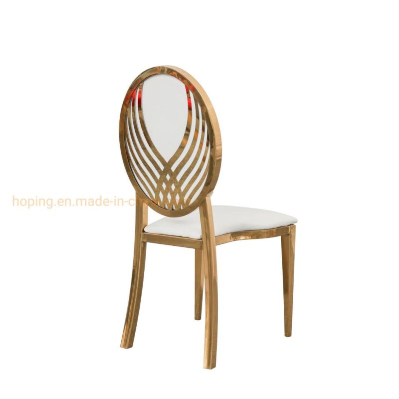 Modern Stackable Metal Resingold Back Decor Hotel Restaurant White Banquet Dining Table Wedding Chair