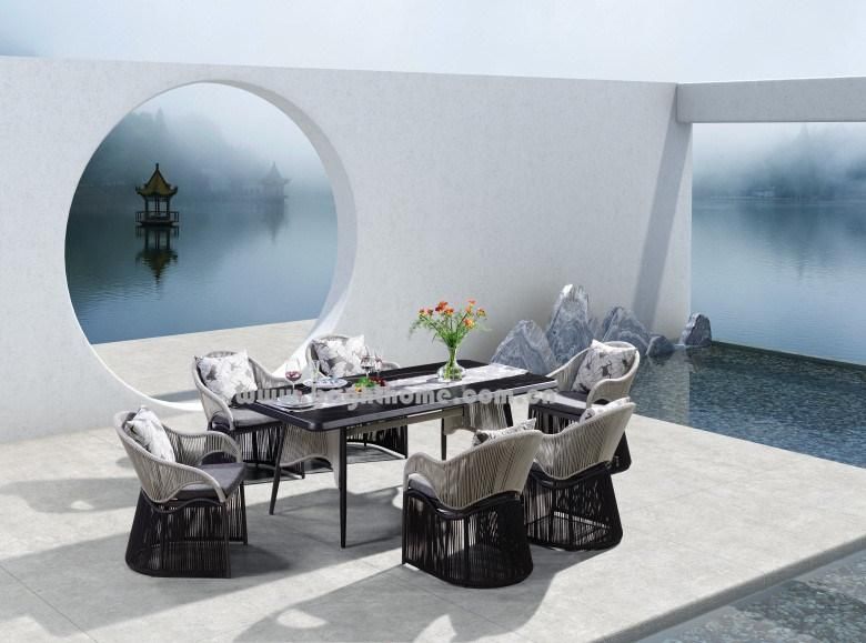 Factory Supply Modern Aluminium Frame Rope Garden Outdoor Home Dining Furniture