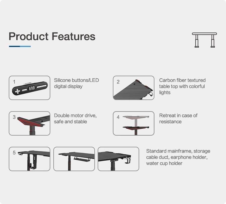 Modern Design Low Noise Standing Jufeng-Series Gaming Desk with Good Service