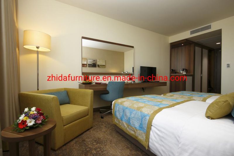 Commercial Hotel Furniture Durable 4 Star Standard Wooden Master Bedroom Furniture Set King Size MDF Bed