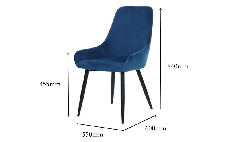 Nordic Style Furniture Upholstered Metal Legs Dining Restaurant Cafe Velvet Dining Chair