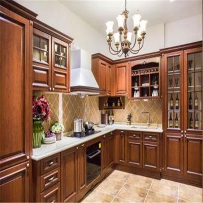 2021 Luxury Kitchen Furniture Solid Wood Cabinet Dark Color