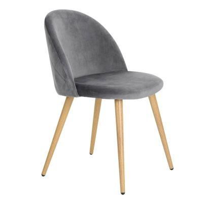 Upholstered Dining Room Chair Modern Luxury Furniture Button Tufted Fabric Velvet Stainless Steel Dining Chair