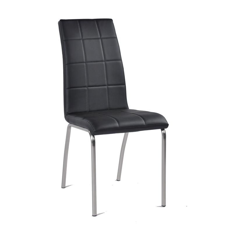 Chrome Leg High Back Soft Cushion Faux Leather Dining Chair