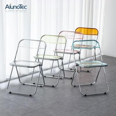 Church European Style Home Furniture Transparent Plastic Portable Folding Chair