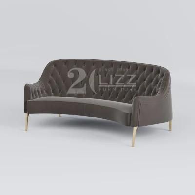 Comfortable European Living Room Furniture Set Italian Design Sectional Deep Coffee Velvet Fabric Sofa 1+3+1