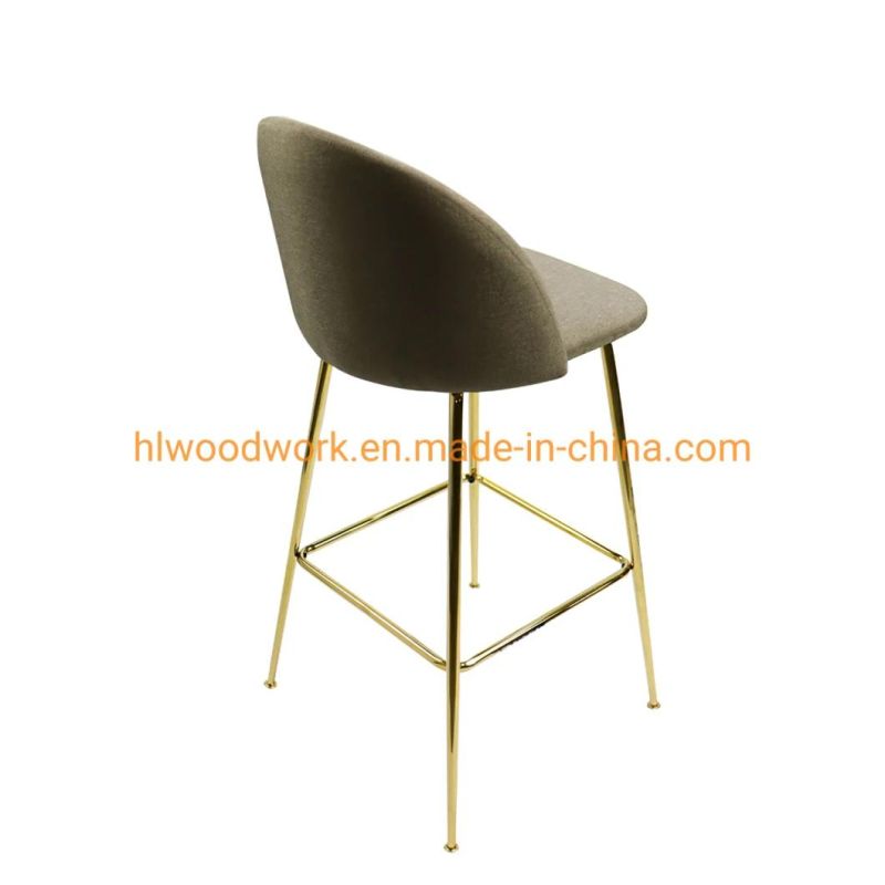 Bar Stools Luxury Furniture Restaurant Nordic Kitchen Cheap Gold High Chair Counter Modern Metal Velvet Bar Stools with Back Barstool Barchair