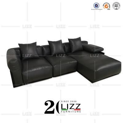 Home Furniture Italy Modern Living Room Top Grain Genuine Leather Leisure Corner Sofa