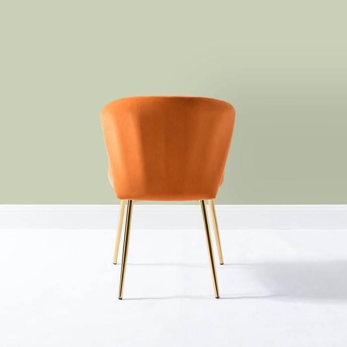 Kitchen Furniture Upholstered Cheap Dark Orange Velvet Shell Shape Dining Chairs