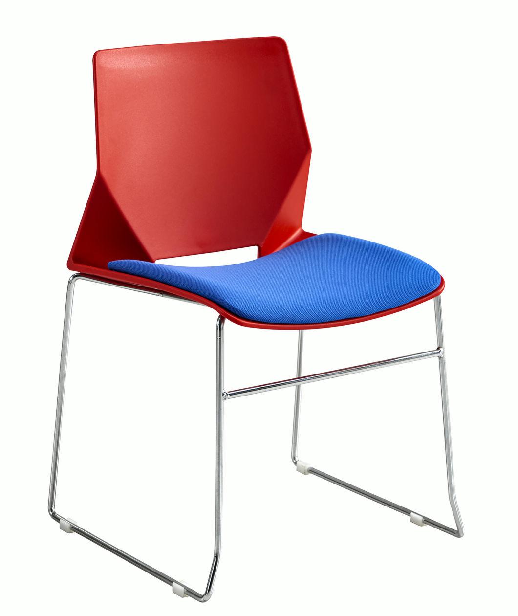 Stackable Plastic Seat Events Furniture Canteen Chair with Steel Leg
