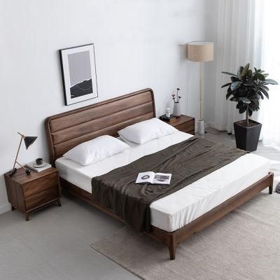 North American Imported Black Walnut All Solid Wood Bed Double Simple Modern Customizable Nordic Master Bed 0019