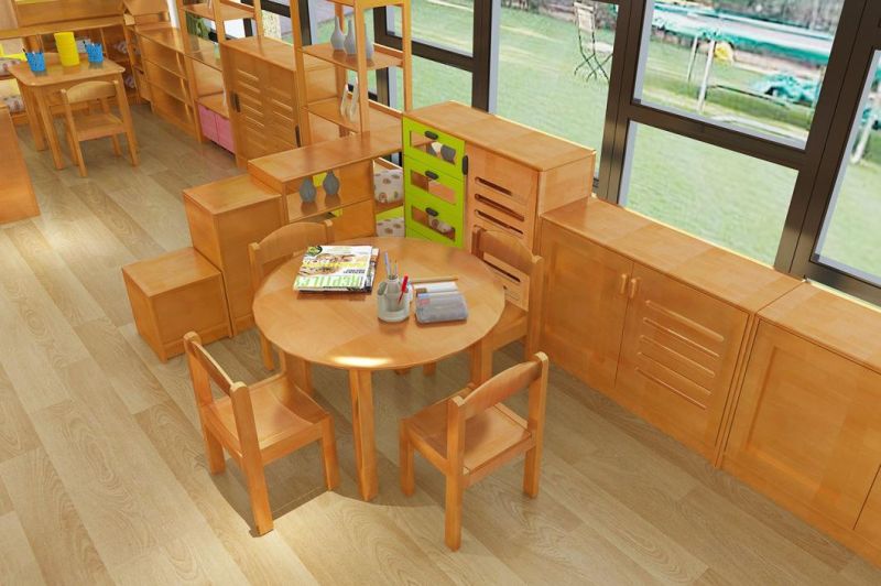 Kids Small Round Table, Baby Wooden Table. Nursery and Kindergarten Table, Children Furniture Table