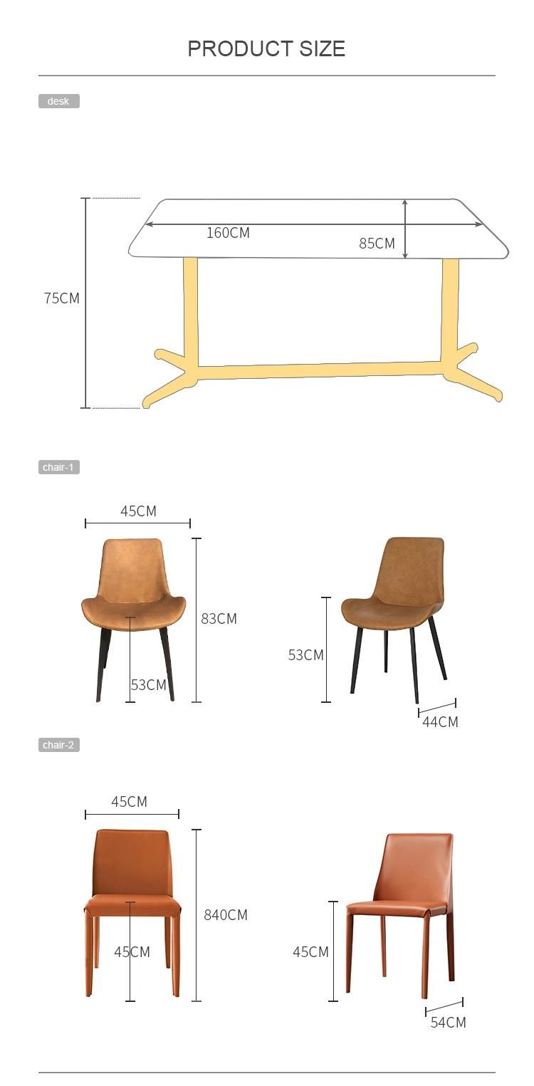 Home Modern Furniture Steel Frame Rectangle Marble Hotel Dining Table