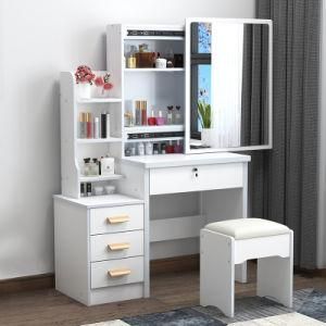 Wooden Dresser Toilet Table Dressing Table with Sliding Mirror Design