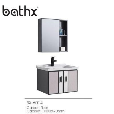 Waterproof Sanitary Ware Bathroom Vanity with Mirror Carbon Fiber Cabinet Modern Household Furniture