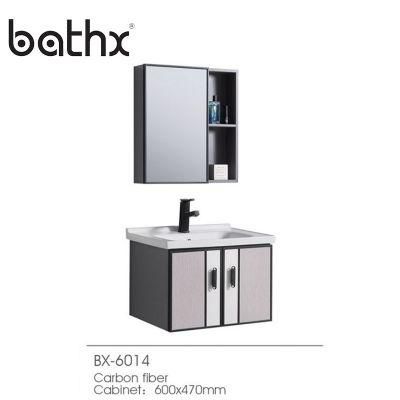 Waterproof Sanitary Ware Bathroom Vanity with Mirror Carbon Fiber Cabinet Modern Household Furniture