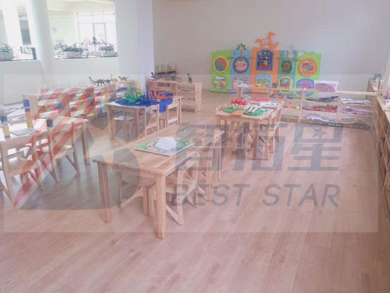 Modern Kindergarten Classroom Student Table, Preschool Children Rectangle Wooden Study Desk, Children School Furniture Kids Study Desk and Table