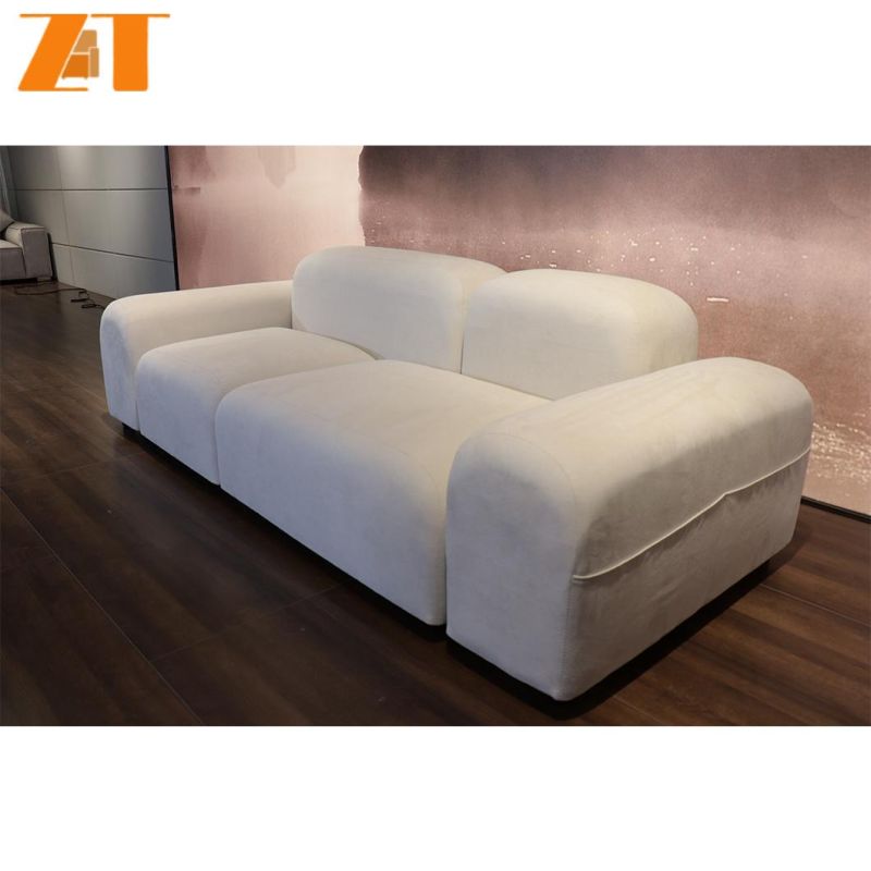 Custom Commercial Home Furniture European Style Sectional Sofa Set I Shaped Velvet 2 Seater Sofa