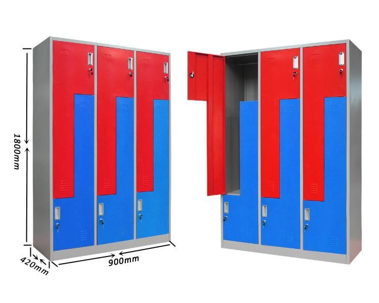 Changing Room Z Shape Metal Clothes Gym Lockers Modern Style Factory Direct Sales