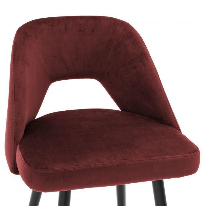 Modern Velvet Red High Stool Commercial Bar Counter Chair with Metal Sleeves