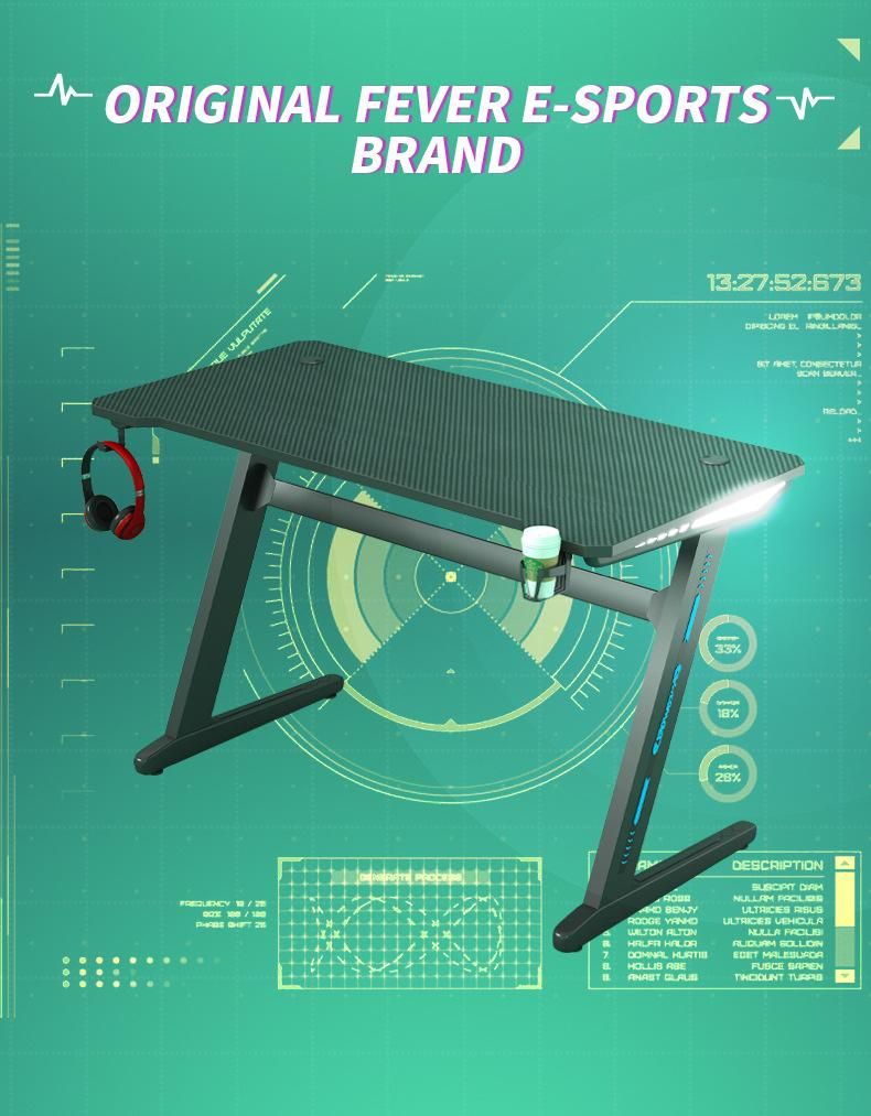 Elites Most Popular Top Quality with Grb Light Desk Pad E-Sports Modern Game Desk Game Table