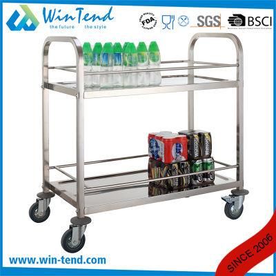 Commercial Square Tube 2 Tier Hotel Lobby or Restaurant Drinks Trolley with 2 Brakes