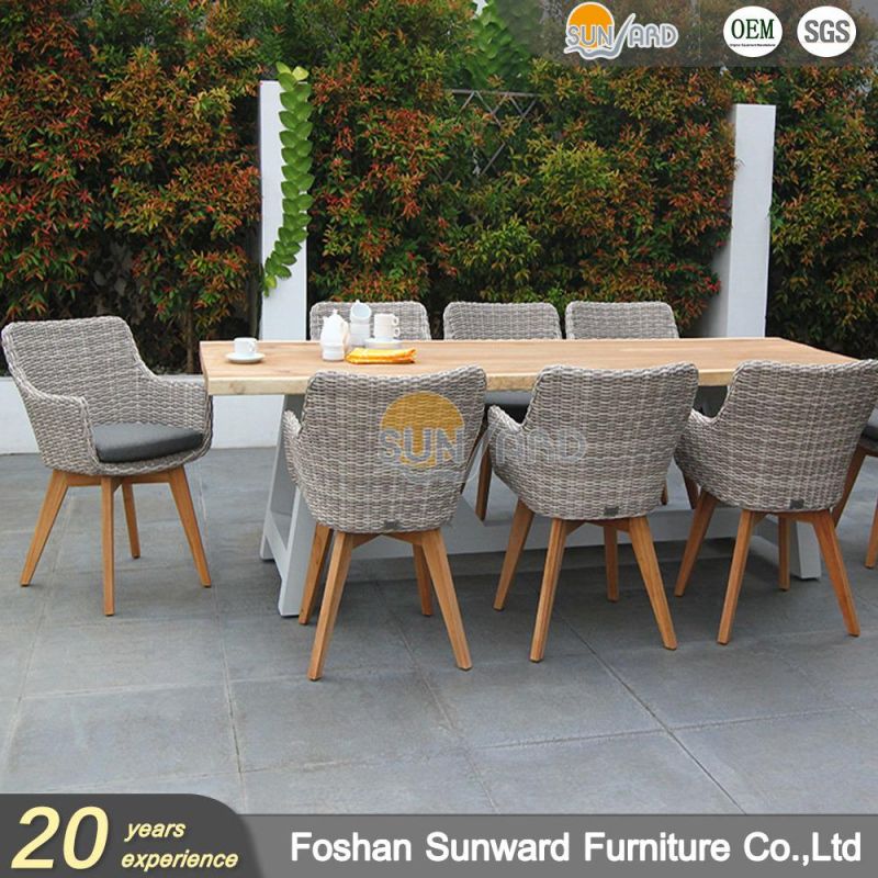 UV Resistance Modern Chinese Outdoor Garden Hotel Home Dining Room Leisure Resort Villa Balcony Wicker Rattan Chair and Table Furniture