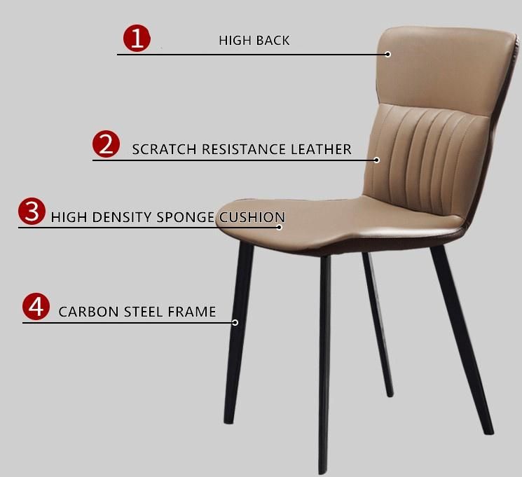 Wholesale Furniture Hotel Cafe Modern Metal Legs Leather Dining Chairs