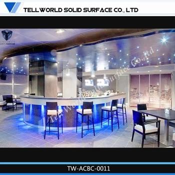 Round LED Bar Table Acrylic Solid Surface Bar Counter