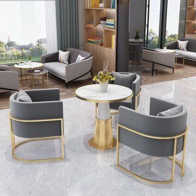 Modern Stainless Steel Gold Marble Coffee Table Side Table with Titanium Plating