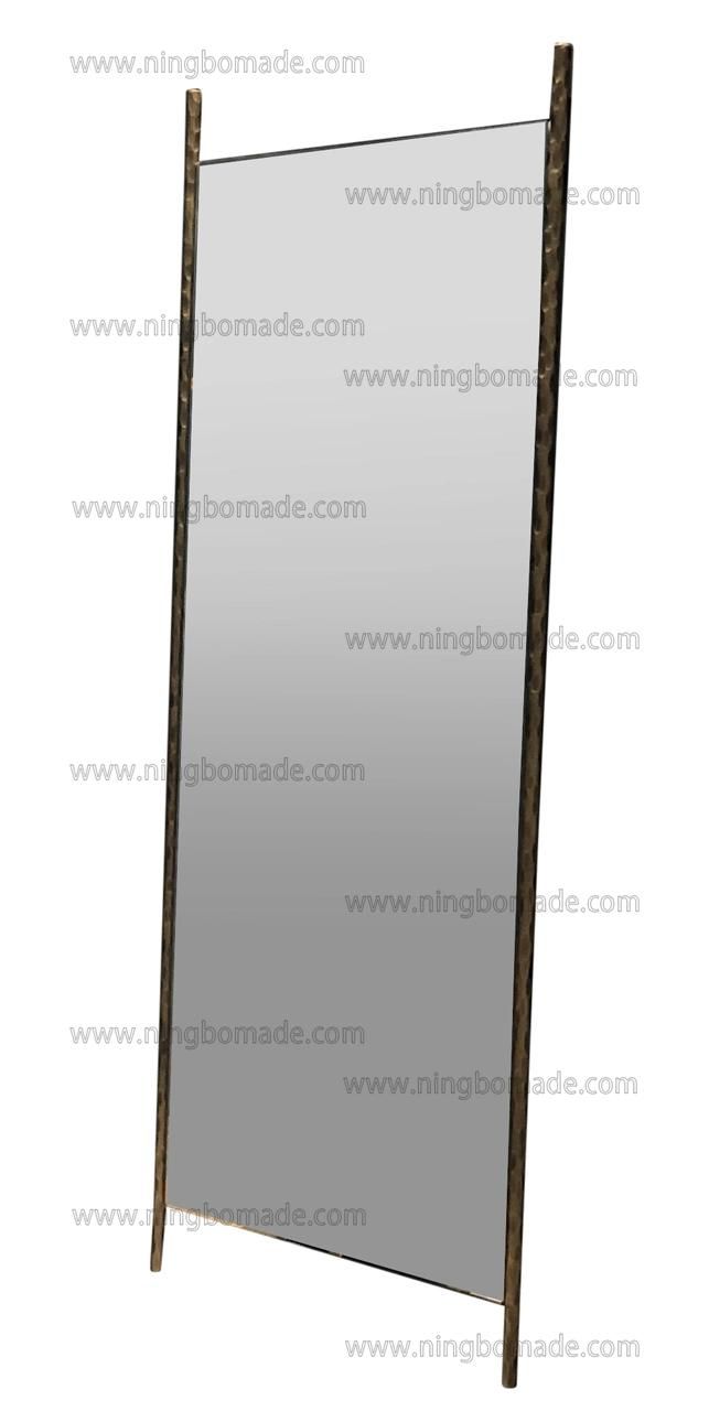 Rustic Hand Hammered Collection Furniture Forged Solid Iron Metal with Brass Color Rectangle Full-Length Mirror