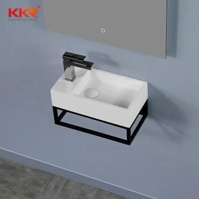 European Style Washroom Modern Solid Surface Bathroom Vanity with Steel