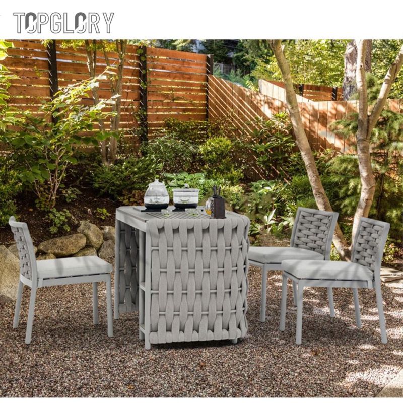 Modern Design Outdoor Patio Garden Furniture Aluminum Tube Rope Weave Table and Chair