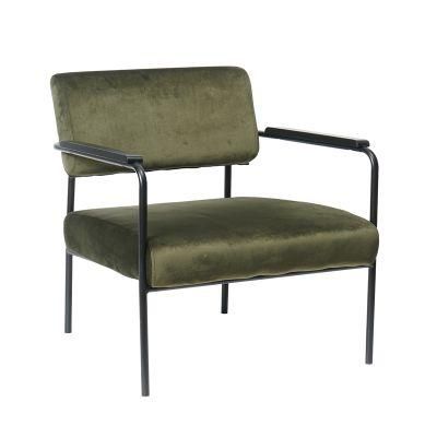 Luxury Leisure Modern Metal Frame Living Room Accentin Reception Chairs Velvet Fabric Lounge Chair