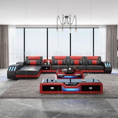 Unique European L Shape Design Modern Living Room Decor Gaming Genuine Leather Sofa