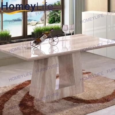 Large Hollow Unique Design Modern Rectangular White Solid Marble Dining Table