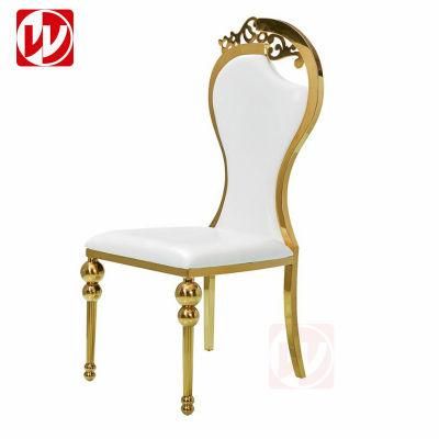 2021 Fashion Modern Design High Back Golden Mirror Stainless Steel Hotel Banquet Wedding Party Dining Chair