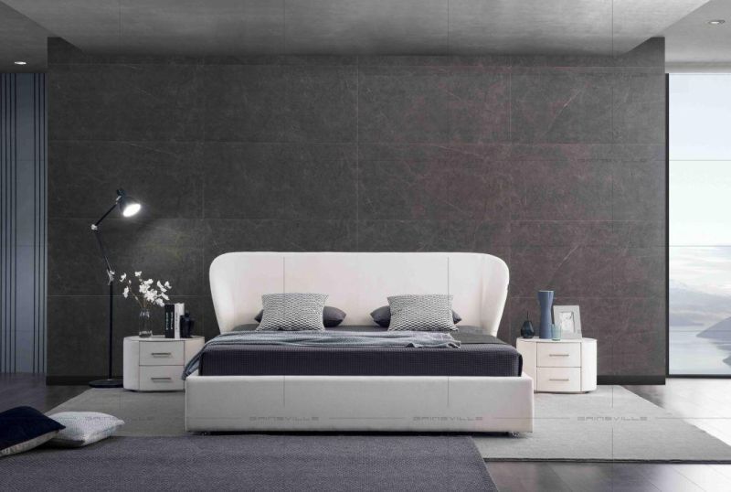 Modern Home Furniture King/Double Size Leather Wall Bed with Lift-up Storage
