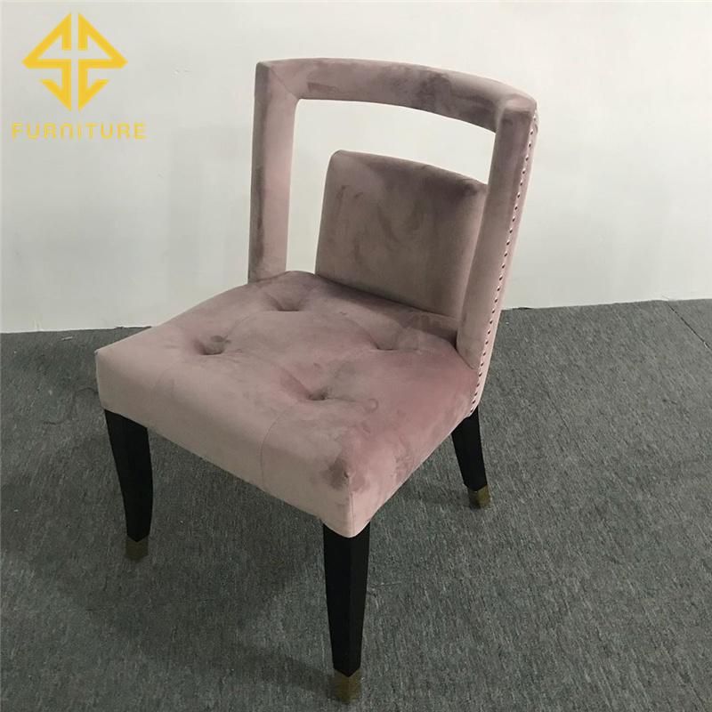 Modern Luxury Home Restaurant Furniture Pink Velvet Dining Chair