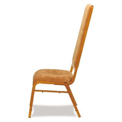 Modern Wooden Like Metal Velvet Upholstered Hotel Dining Chair