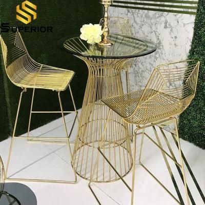 Latest Design Metal Gold Frame Bar Chairs with Cocktail Tables