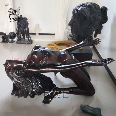 2021 Modern Art Metal Life Size Yoga Naked Woman Bronze Sculpture Coffee Table