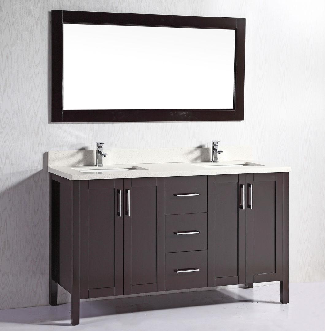 60" Solid Wood Bathroom Furniture with Soft Close Hinge USA