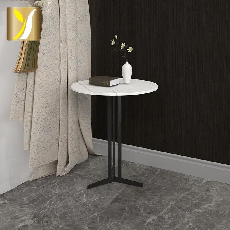 Modern Home Cafe Furniture Metal Three-Claw Negotiation Table Marble Top Round Side Table