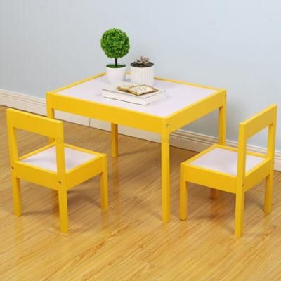 Hot Sale Modern Wooden Writing Kids Study Table Child Desk and Chair Children Furniture Set Kid Table with Two Chairs