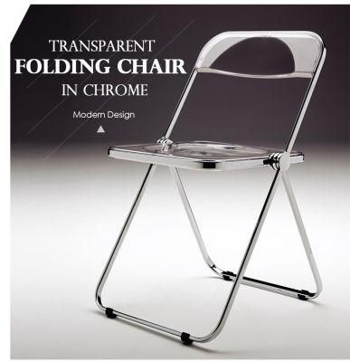 Modern Indoor Foldable Desk Chair Plia Style Clear Plastic