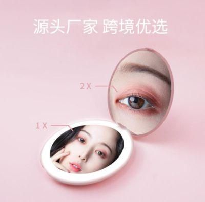 LED Makeup Mirror with Light, Double-Sided Portable Mirror, Pocket Folding Mirror