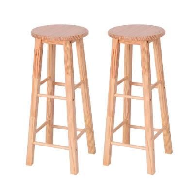 Round 29&quot; Bar Stools Wood Bistro Dining Kitchen Pub Chair