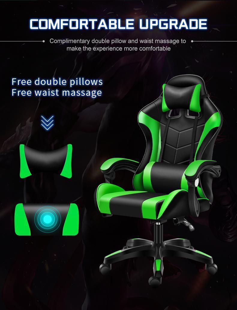 New High Back Home Office Ergonomic CE Approval Silla Gamer Chair Adult Modern Green Racing Gaming Chair