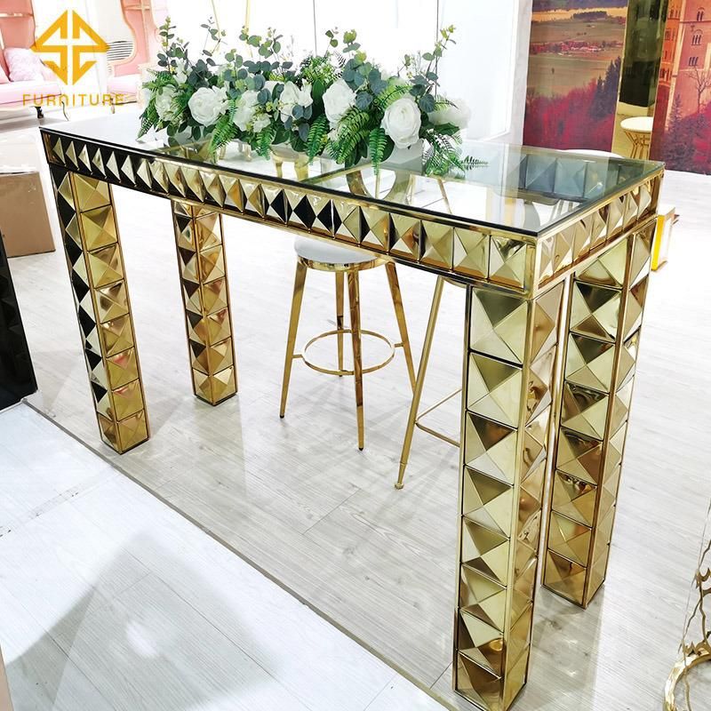 Luxury Elegant Design Gold Stainless Steel with Leather Antique Bar Stool Chair